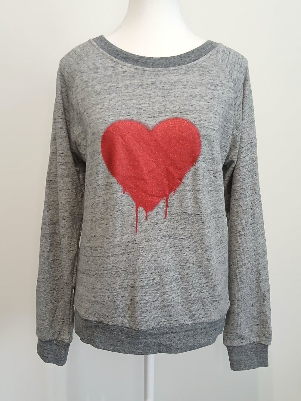 NWT GANNI Grey Isoli Graphic Bleeding Heart Sweatshirt Size XS